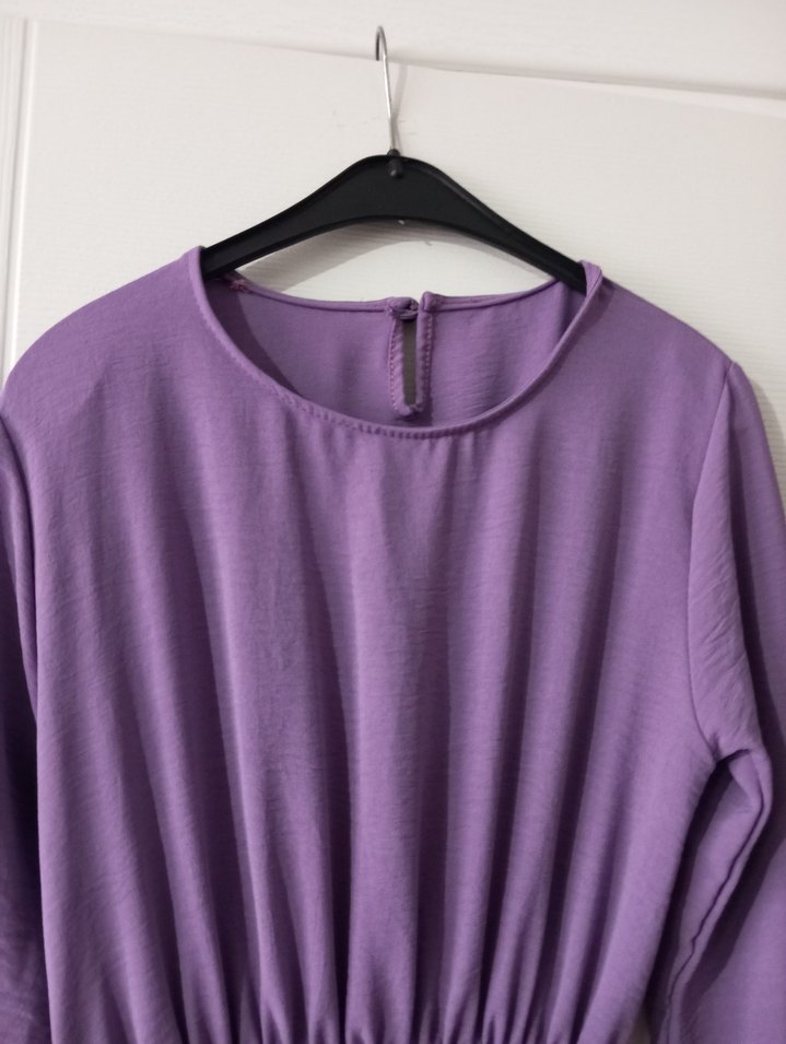 Mor Pilili Uzun Kadın Elbise - Görsel 3