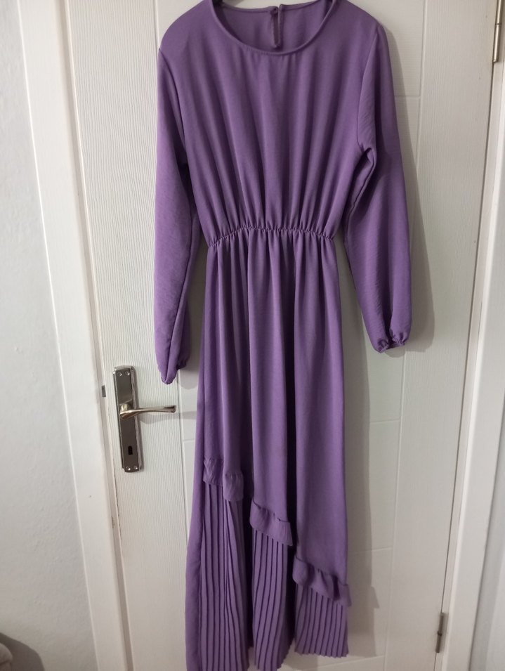 Mor Pilili Uzun Kadın Elbise - Görsel 2