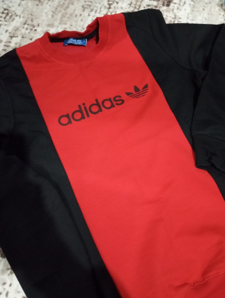 Kırmızı Siyah Adidas Kapüşonsuz Sweatshirt - Görsel 3