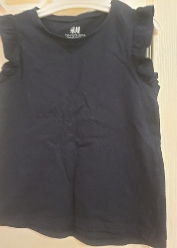 Kız Çocuk Siyah penye Kısa Kollu Tişört H&M marka