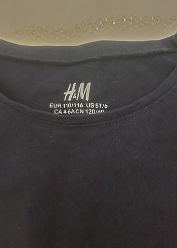 H&M Kız Çocuk Siyah penye Kısa Kollu Tişört H&M marka