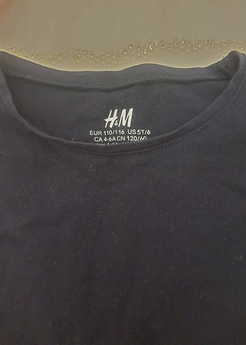 6 Yaş Beden Kız Çocuk Siyah penye Kısa Kollu Tişört H&M marka