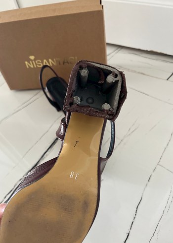 Bordo Deri Kadın Stiletto Ayakkabı - Görsel 2