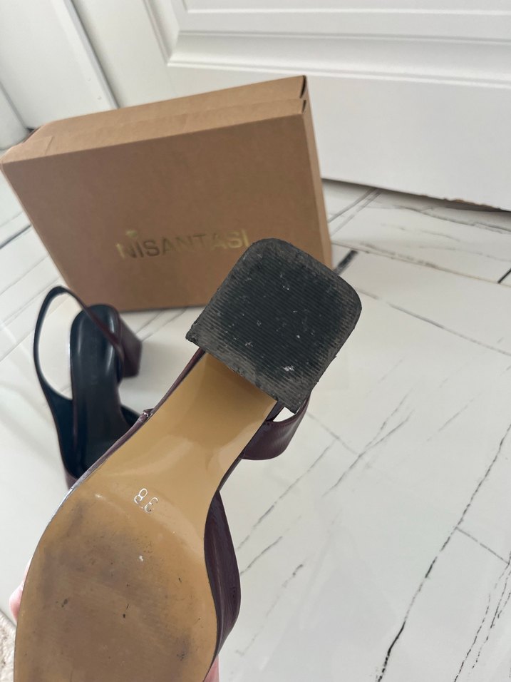 Bordo Deri Kadın Stiletto Ayakkabı - Görsel 3