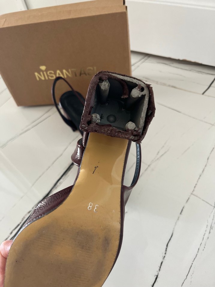 Bordo Deri Kadın Stiletto Ayakkabı - Görsel 2