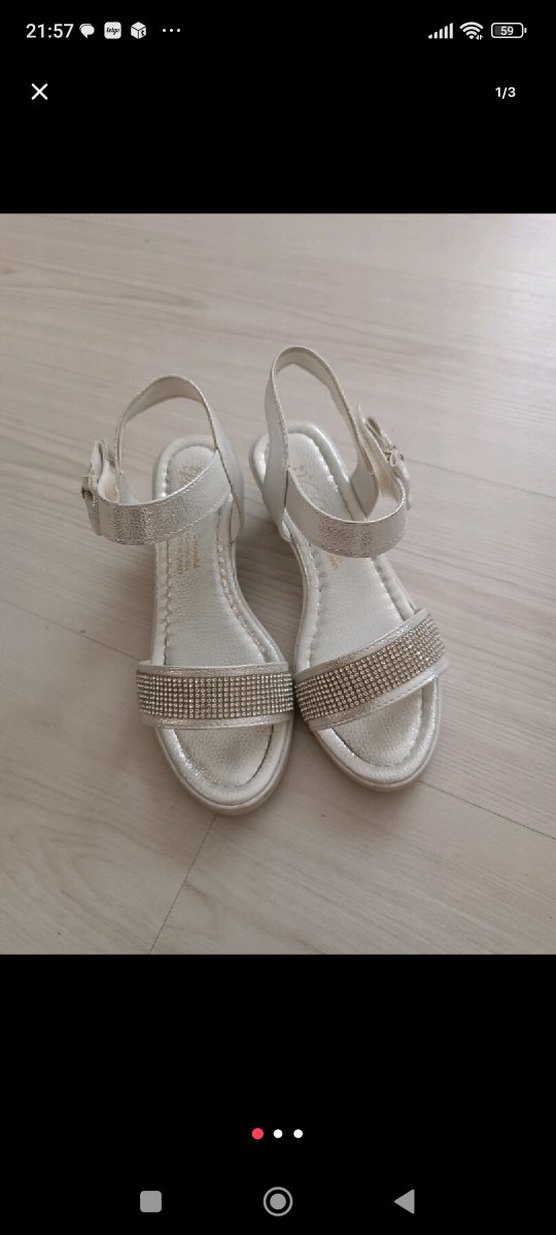 Beyaz Fiyonklu  Topuklu  Çocuk Ayakkabı - Görsel 2