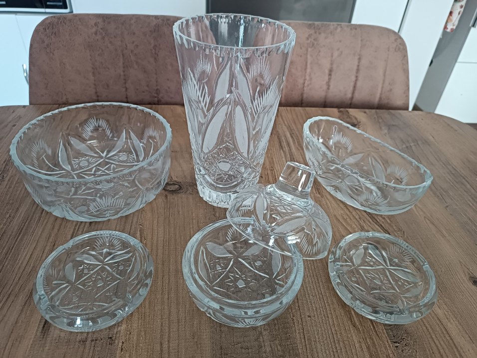 6 parça Şeffaf Kesme Desenli Cam Vazo seti - Görsel 2