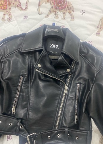 Zara Siyah Deri Biker Ceket, Fermuarlı, Sade