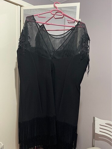 Büyük beden abiye püsküllü elbise - Görsel 5