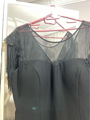 Büyük beden abiye püsküllü elbise - Görsel 2