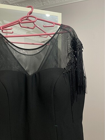 Büyük beden abiye püsküllü elbise - Görsel 3