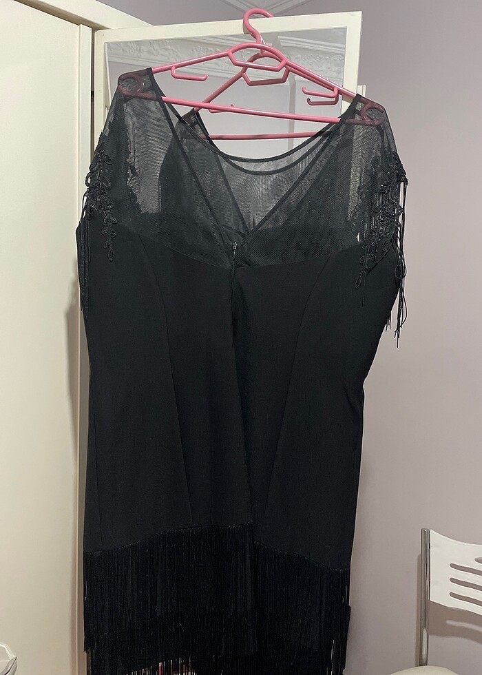 Büyük beden abiye püsküllü elbise - Görsel 5