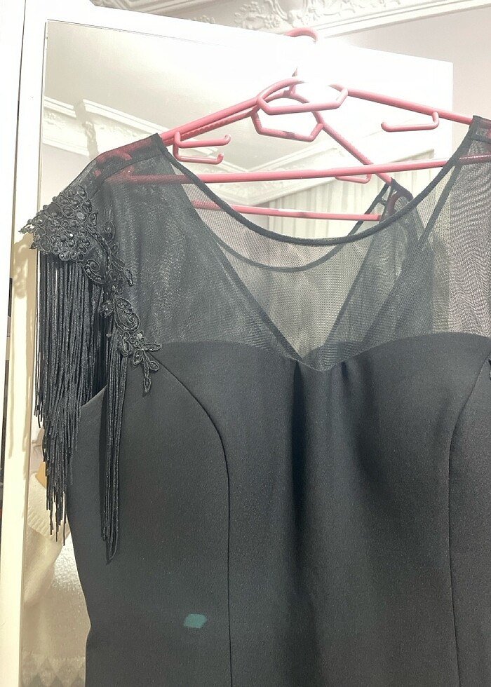 Büyük beden abiye püsküllü elbise - Görsel 2