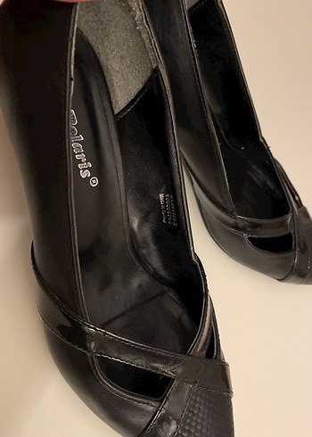 39 Beden siyah Renk Siyah Yılan Desenli Tokalı Stiletto
