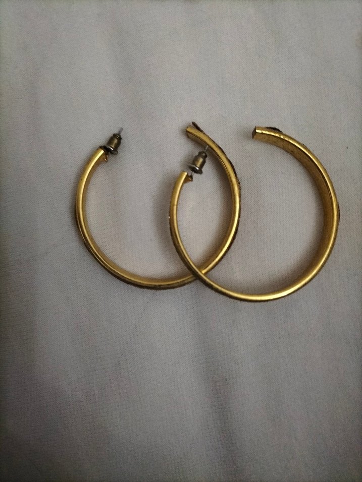 2000s vintage y2k kadın gold halka küpe - Görsel 2