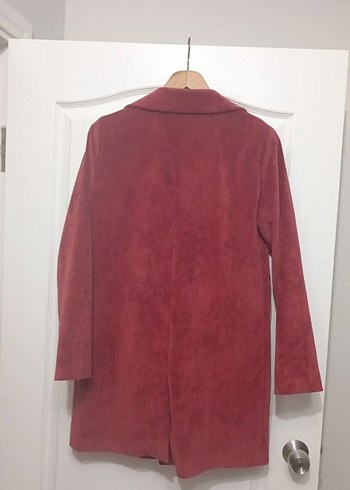 Kadife Süet Midi Bordo Kadın Ceket - Görsel 5