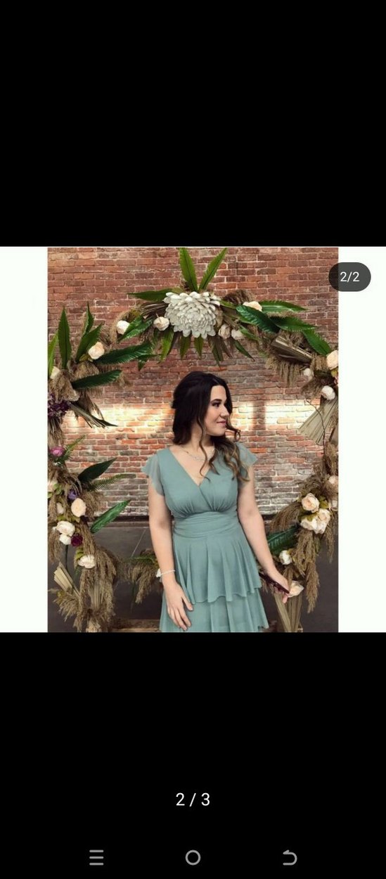 Kruvaze Yaka Pilili Uzun Abiye Elbise - Görsel 2