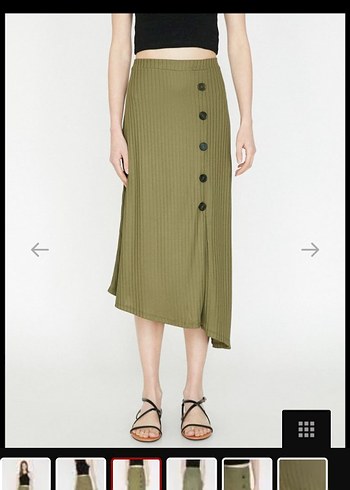 Koton Kadın Haki Uzun Midi Etek - Görsel 3