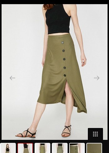 Koton Kadın Haki Uzun Midi Etek - Görsel 2