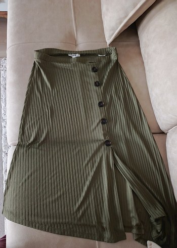 Koton Kadın Haki Uzun Midi Etek - Görsel 7