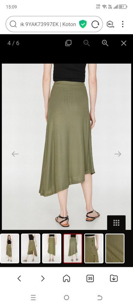 Koton Kadın Haki Uzun Midi Etek - Görsel 4