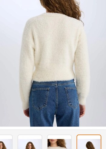 Defacto Kadın Beyaz Triko Uzun Kollu Kazak - Görsel 4