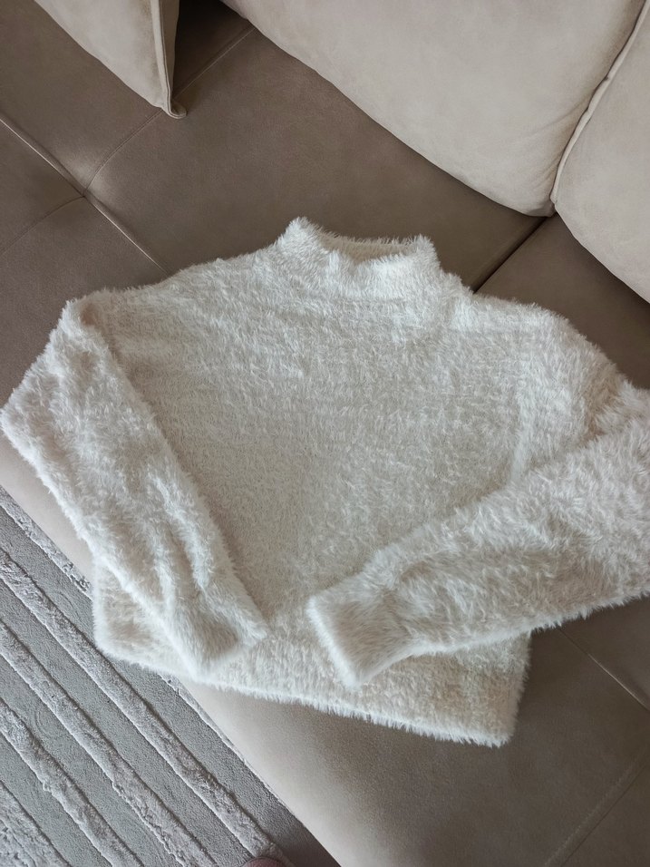 Defacto Kadın Beyaz Triko Uzun Kollu Kazak - Görsel 5