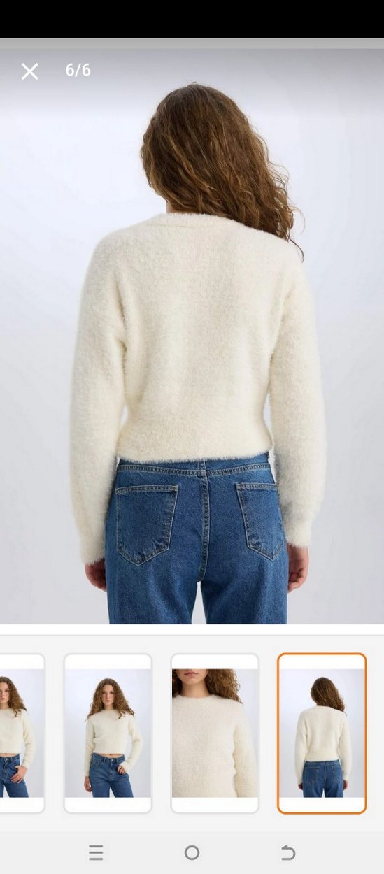 Defacto Kadın Beyaz Triko Uzun Kollu Kazak - Görsel 4