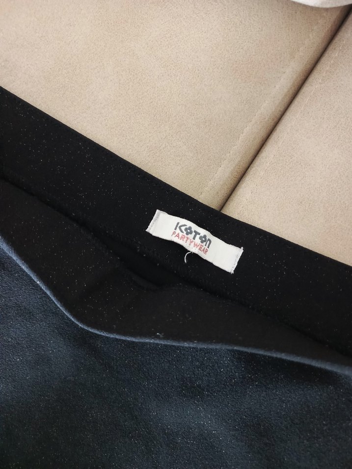 Koton Drapeli Siyah Midi Mini Etek - Görsel 2