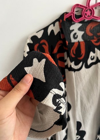 Desenli Uzun Kollu Kadın Kimono - Görsel 3