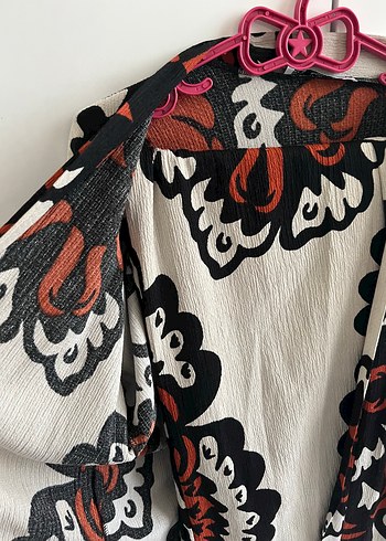 m Beden Desenli Uzun Kollu Kadın Kimono