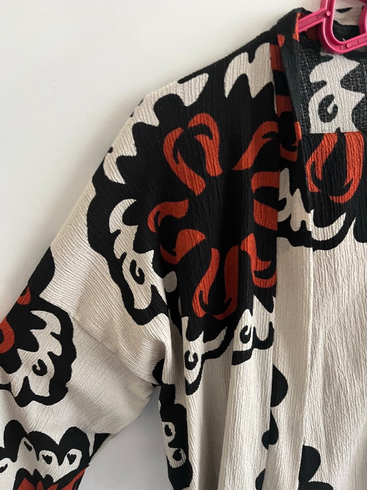 Desenli Uzun Kollu Kadın Kimono - Görsel 2