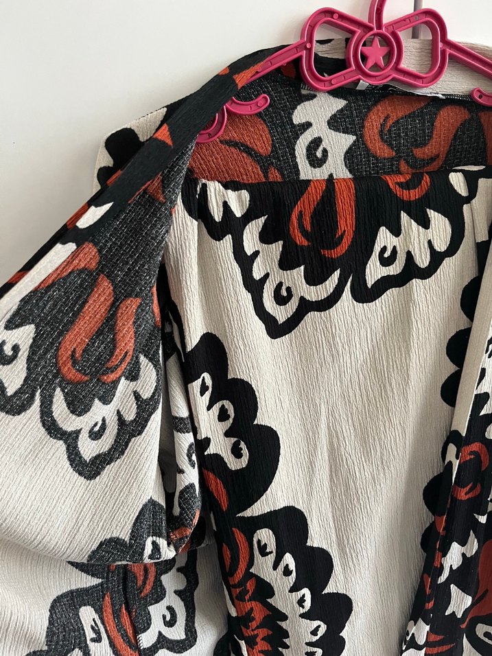 Desenli Uzun Kollu Kadın Kimono - Görsel 4