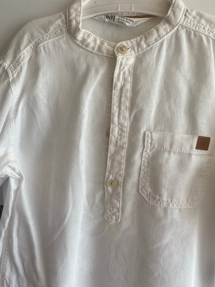 Erkek Çocuk Beyaz Uzun Kollu Pamuklu Gömlek - Görsel 2