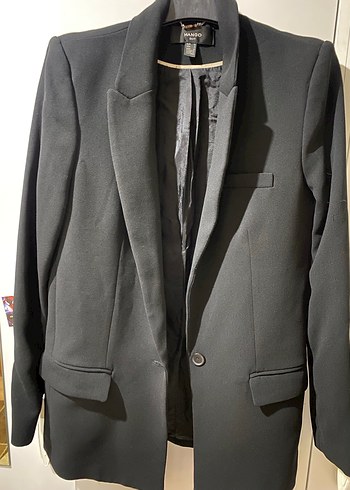 Siyah Kadın Düğmeli Midi Blazer - Görsel 2