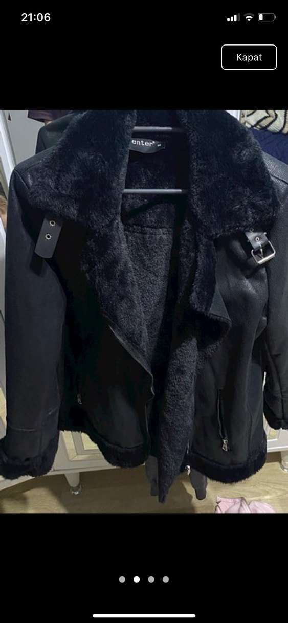 Siyah Deri Kürklü Gotik Kadın Ceket - Görsel 2