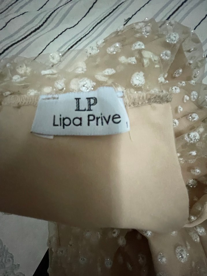 Bej Nakışlı Uzun Bohem Dantel Elbise - Görsel 4