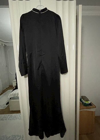 Uzun Kollu Siyah Gotik Uzun Abiye Elbise - Görsel 4