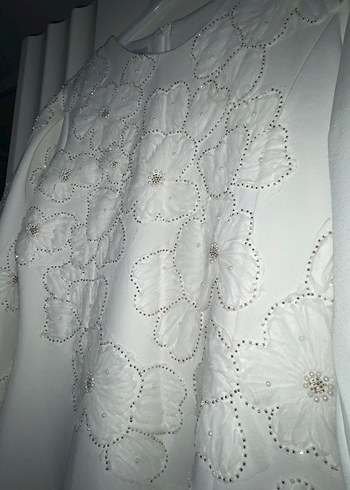 Beyaz scuba elbise - Görsel 3