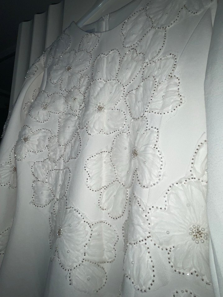 Beyaz scuba elbise - Görsel 3