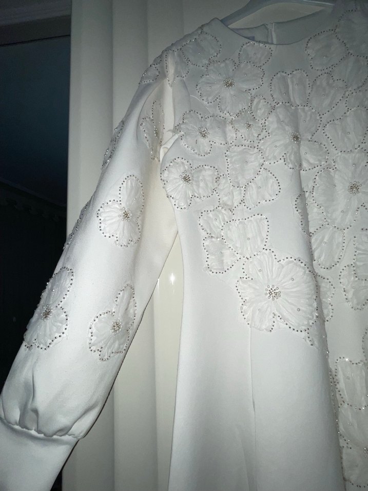 Beyaz scuba elbise - Görsel 4