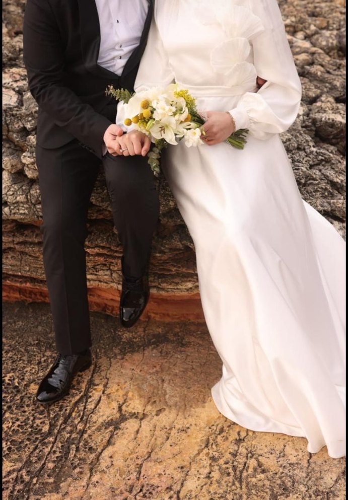 Uzun Askılı Beyaz A Kesim Gelinlik - Görsel 2