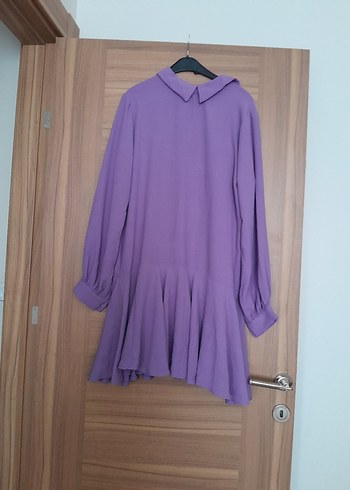 Diger Mor Midi Tunik Pilili ve Uzun Kollu