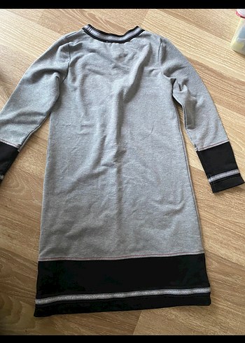 Gri Uzun Kollu Kız Çocuk Elbise - Görsel 5