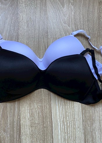 2li Dolgusuz Sütyen Takımı Siyah Beyaz - Görsel 2