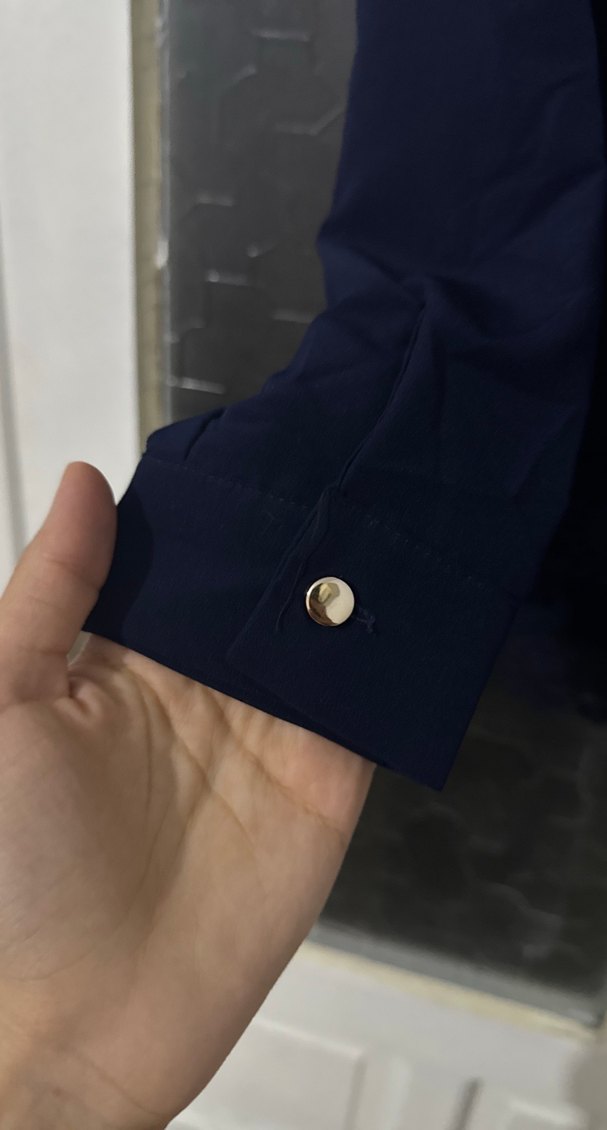 Düğmeli Lacivert Gotik Kadın Bluz - Görsel 2