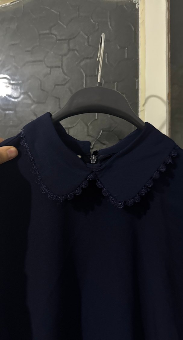 Düğmeli Lacivert Gotik Kadın Bluz - Görsel 4