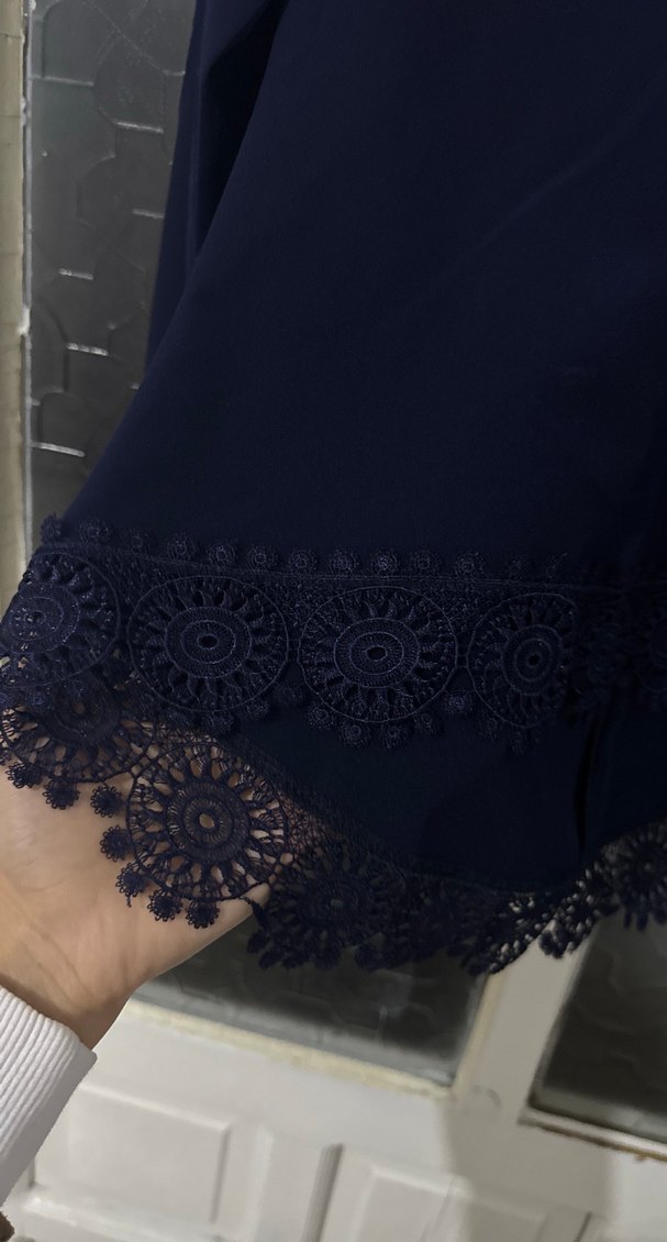 Düğmeli Lacivert Gotik Kadın Bluz - Görsel 3