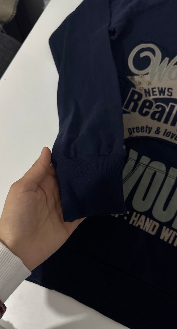 Pamuklu Baskılı Mavi  Swet - Görsel 2