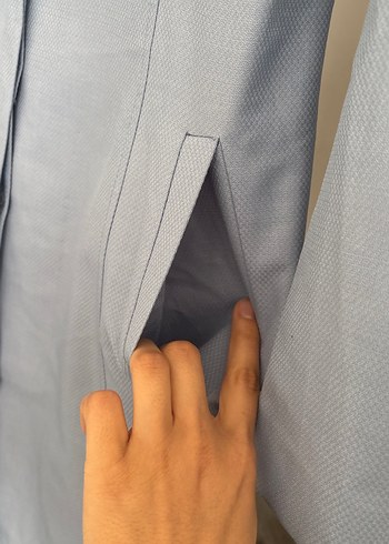 Düğmeli Uzun Keten Kadın Pardiso - Görsel 2